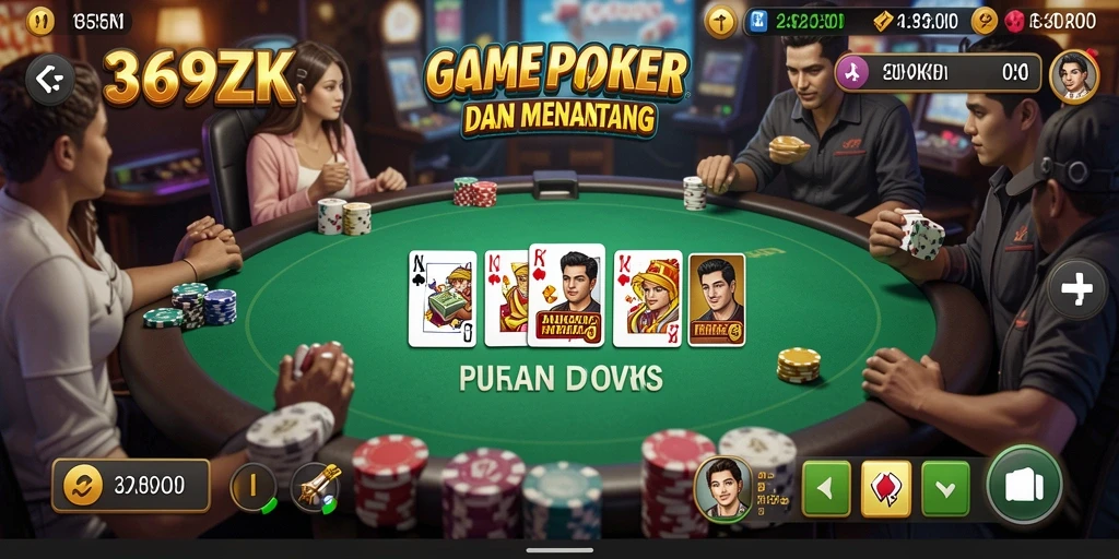 Tampilan gameplay Poker yang seru dan interaktif di 369ZK.