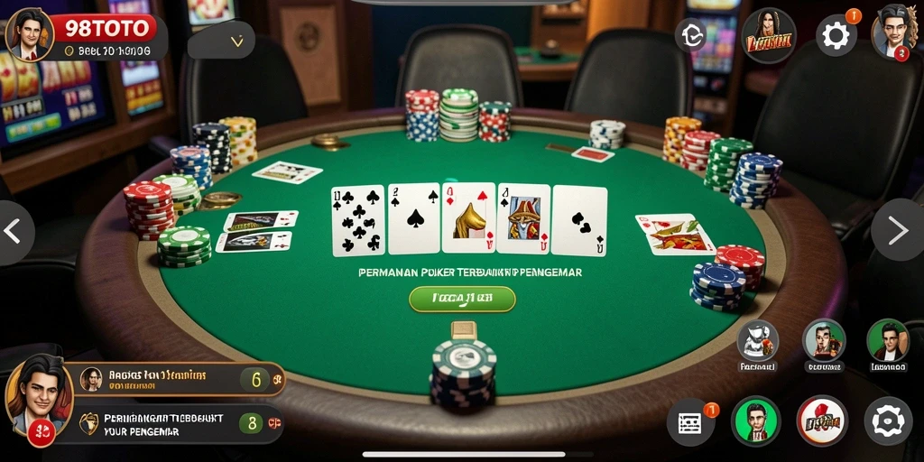 Tampilan gameplay seru di aplikasi 98TOTO Poker.