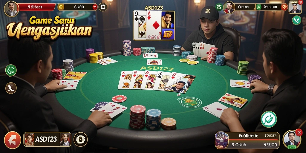 Gameplay mendebarkan yang menampilkan pemain poker beraksi.