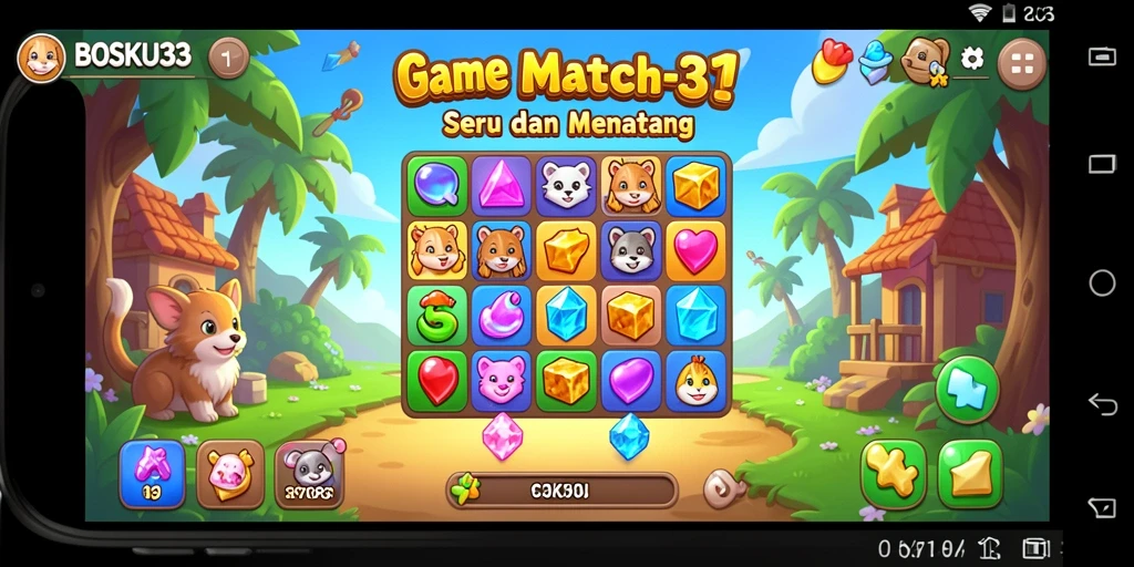 Screenshot gameplay menampilkan momen mendebarkan saat mencocokkan objek.