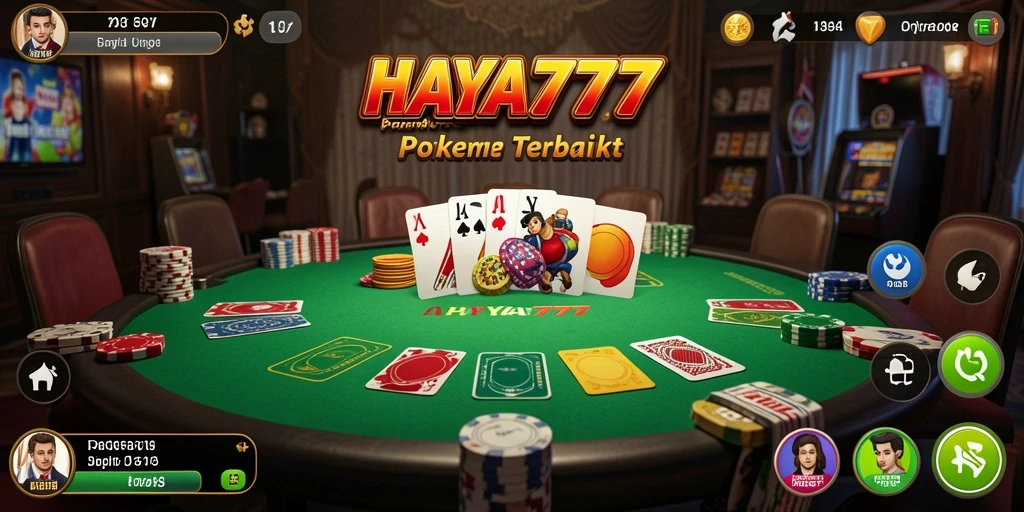 Screenshot utama HAYA777 menampilkan gameplay poker yang menegangkan.