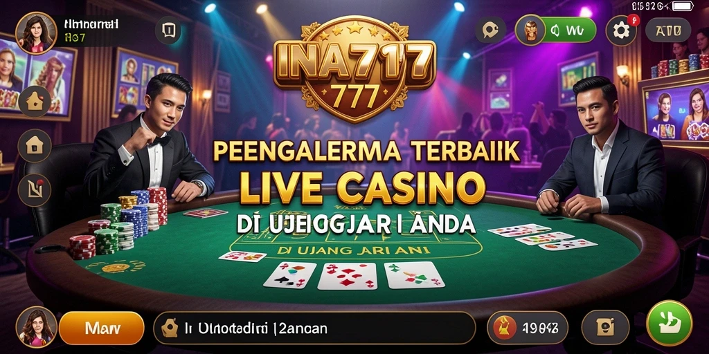 Screenshot gameplay LIVE di aplikasi INA777 menunjukkan momen seru di meja kasino.
