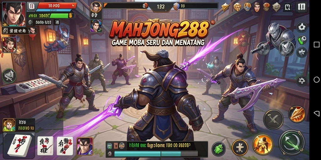 Tampilan layar permainan MOBA yang epik di MAHJONG288.