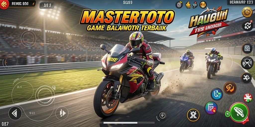 Tampilan gameplay MASTERTOTO yang mendebarkan saat balapan motor.