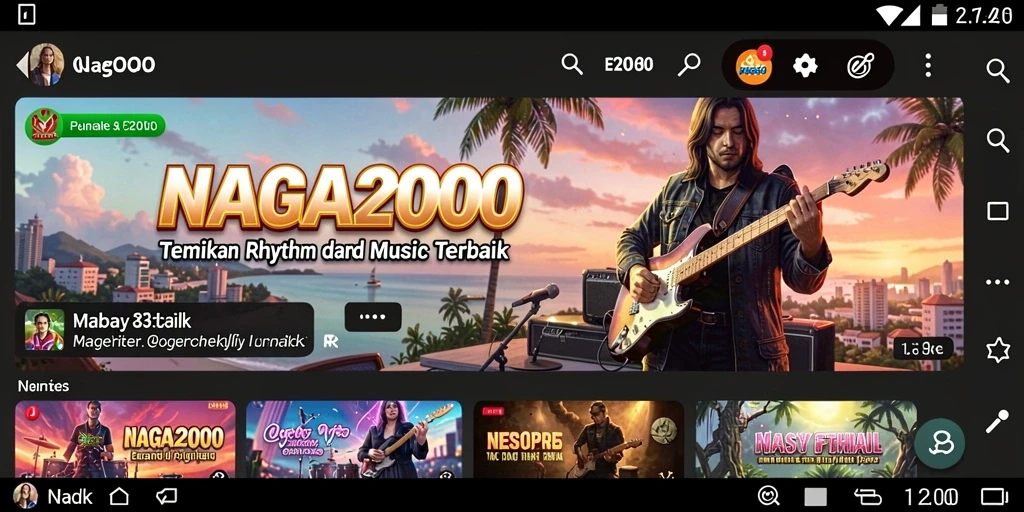 Tampilan gameplay seru NAGA2000 dengan musik interaktif.