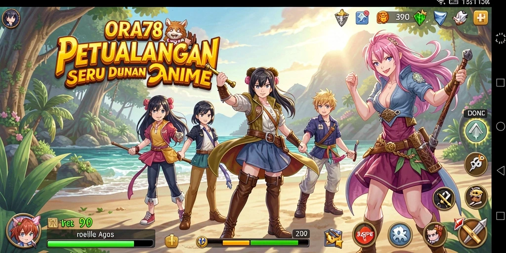 Tangkapan layar gameplay ORA78 menampilkan pertarungan karakter anime yang penuh aksi.