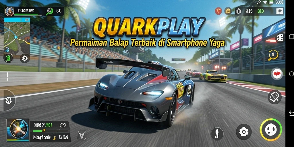 Tampilan gameplay seru dalam balapan mendebarkan di QUARKPLAY.