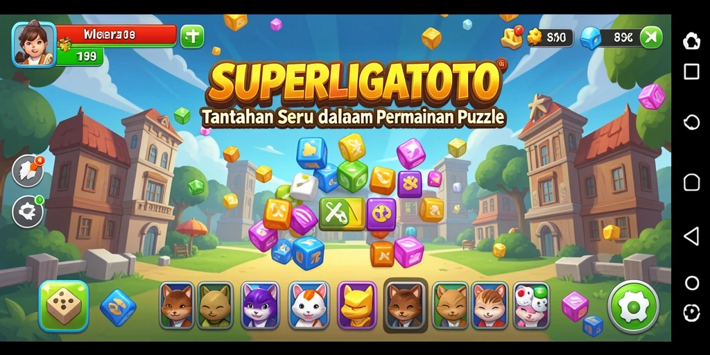 Tampilan gameplay SUPERLIGATOTO yang menarik dan penuh warna.