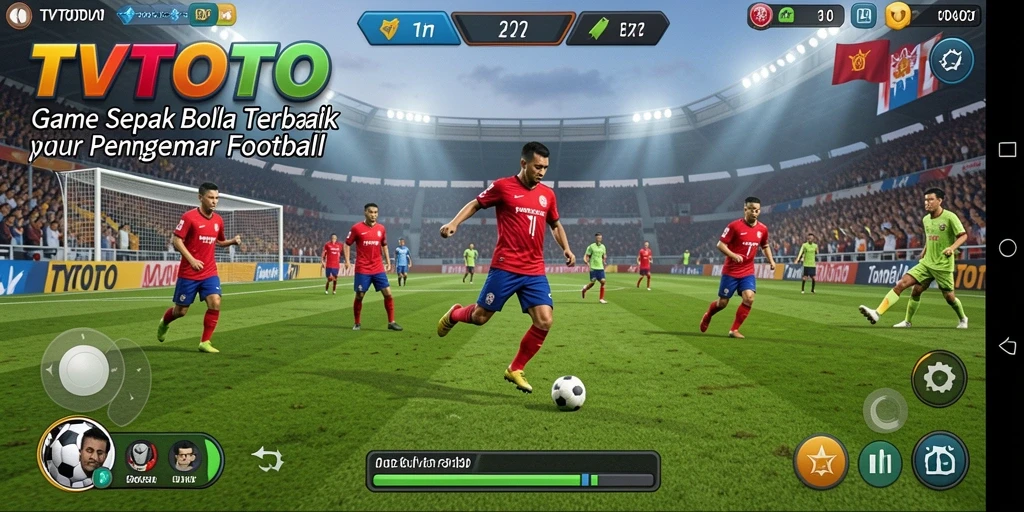 Tampilan gameplay seru di TVTOTO dengan aksi sepak bola yang menegangkan.