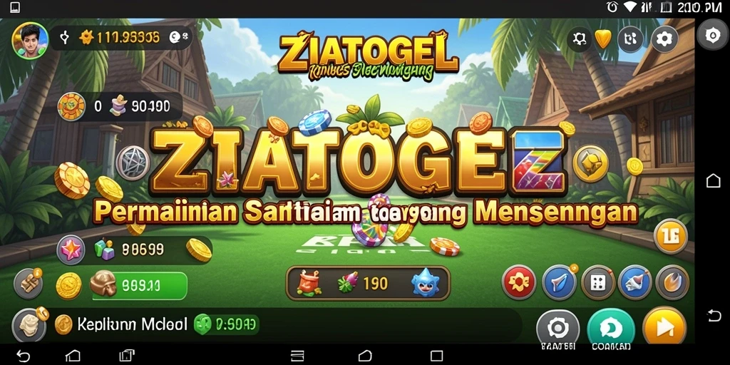 Tampilan gameplay ZIATOGEL yang ceria dan menghibur.